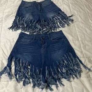 High Stretchy Tassel Design Blue Jeans